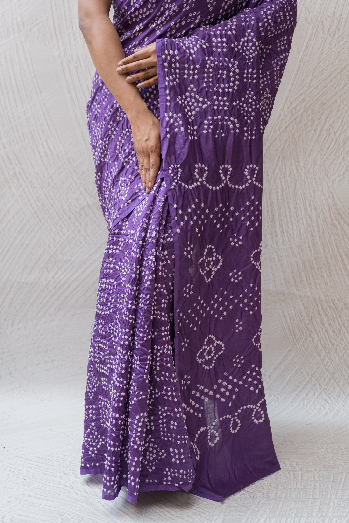 Chanderi Rai Dana Purple Bandhej Saree