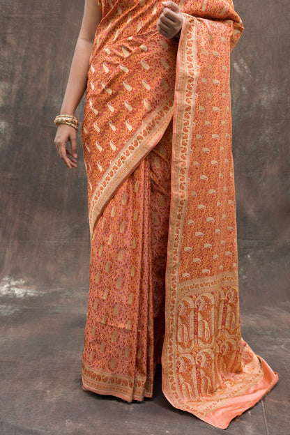 Peach Jamawar Zari Saree