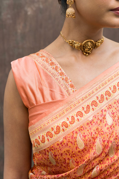 Peach Jamawar Zari Saree