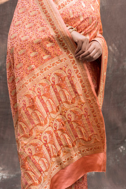 Peach Jamawar Zari Saree
