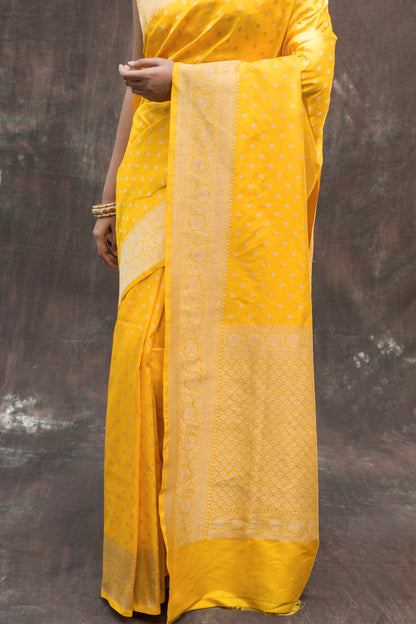 Yellow Handloom Katan Saree