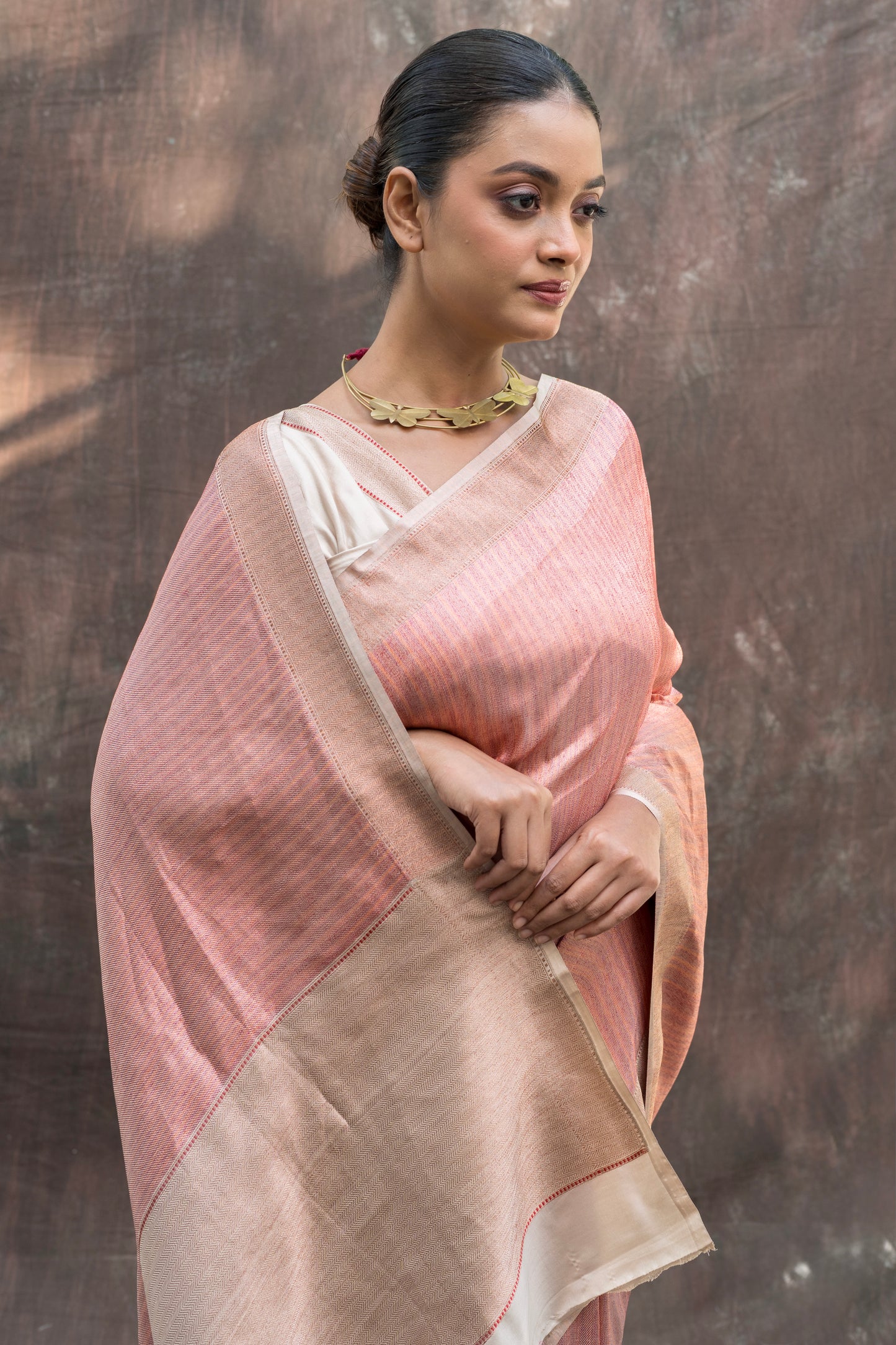 Satin Katan Stripe Zari Shades of Pink Saree