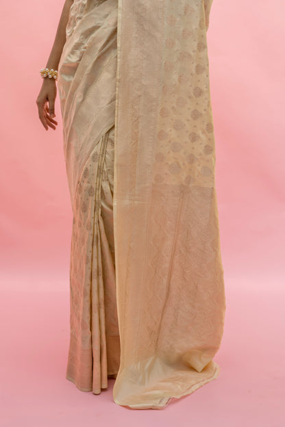 Cream Katan Opada Handloom Saree
