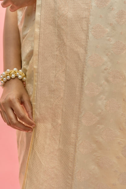 Cream Katan Opada Handloom Saree
