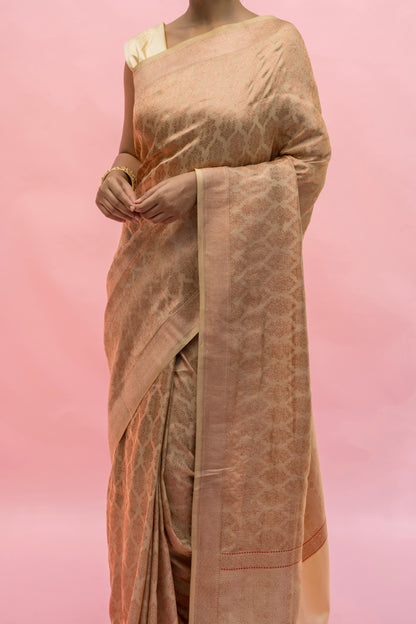 Katan Tissue Beige Saree