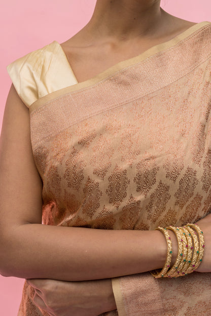 Katan Tissue Beige Saree