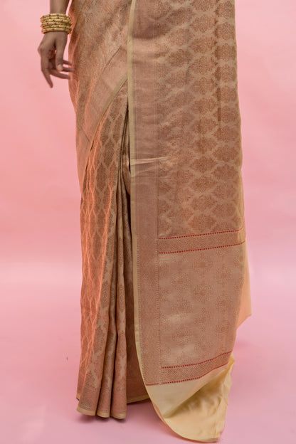 Katan Tissue Beige Saree
