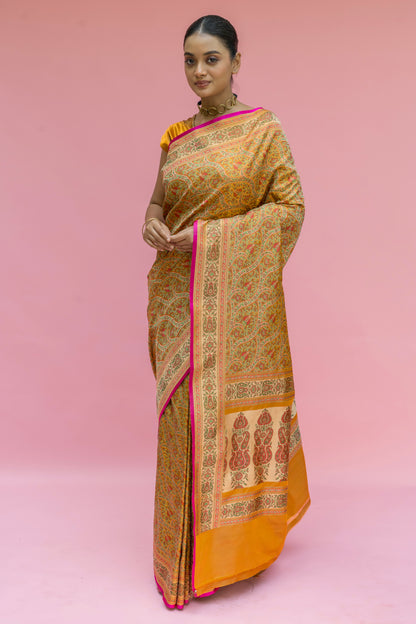 Mustard Jamawar Saree