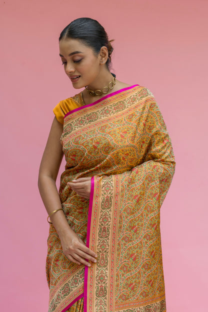 Mustard Jamawar Saree