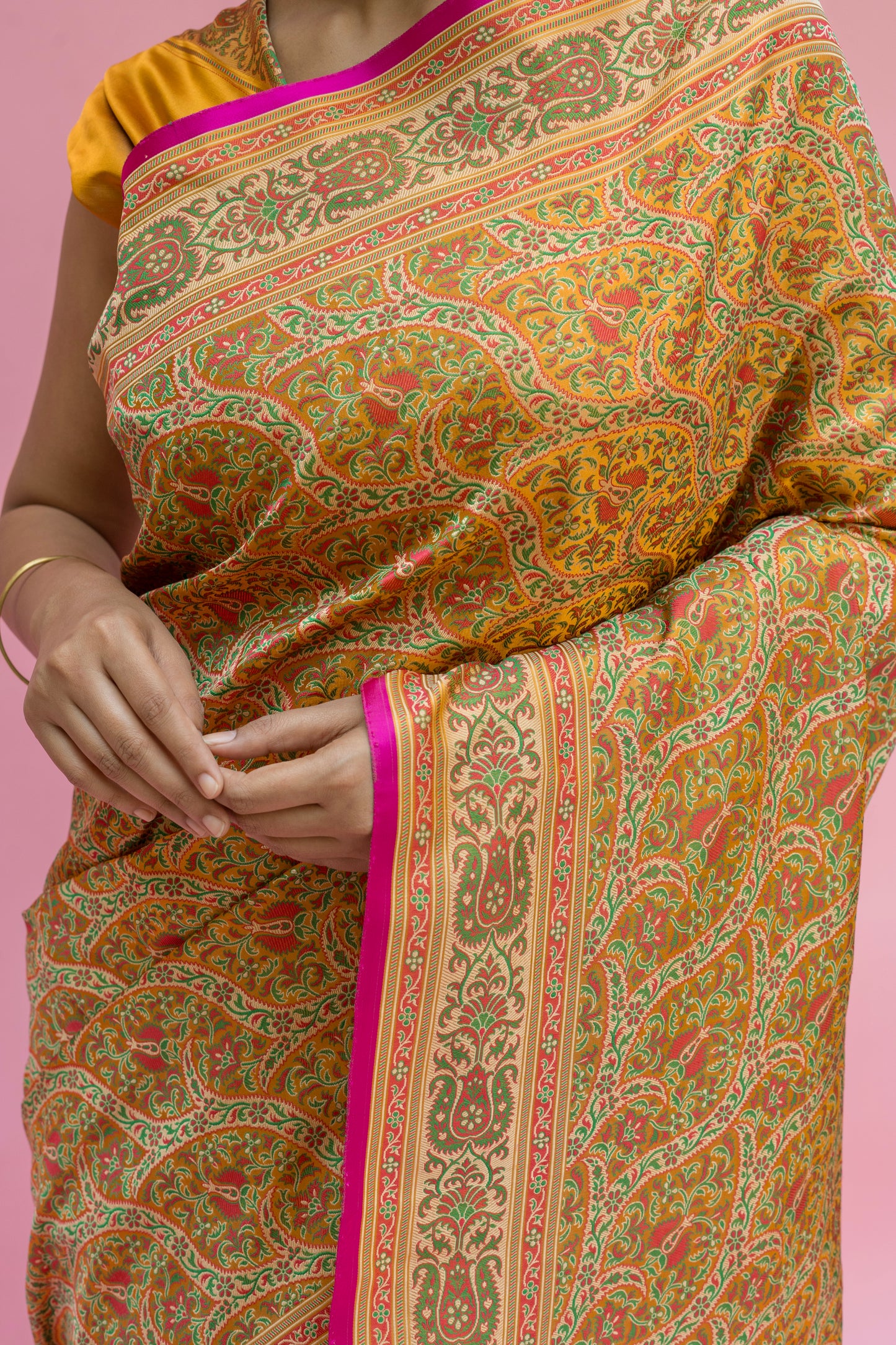 Mustard Jamawar Saree