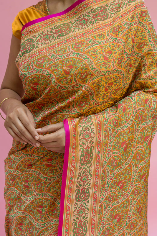 Mustard Jamawar Saree