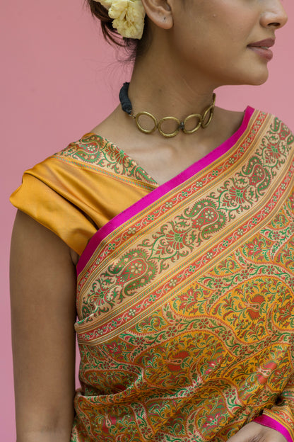 Mustard Jamawar Saree