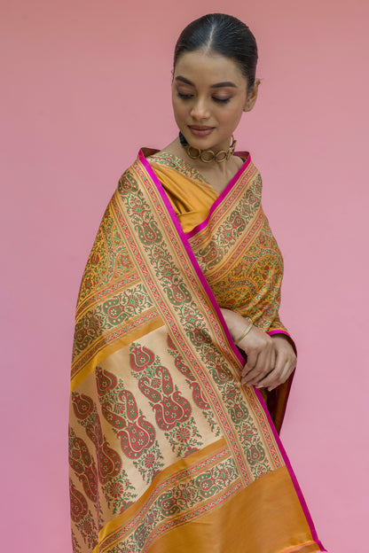 Mustard Jamawar Saree