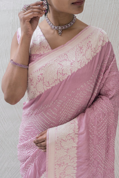 Katan Parsi Rai Dana Lilac Bandhej Saree