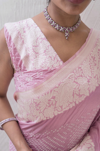 Katan Parsi Rai Dana Lilac Bandhej Saree