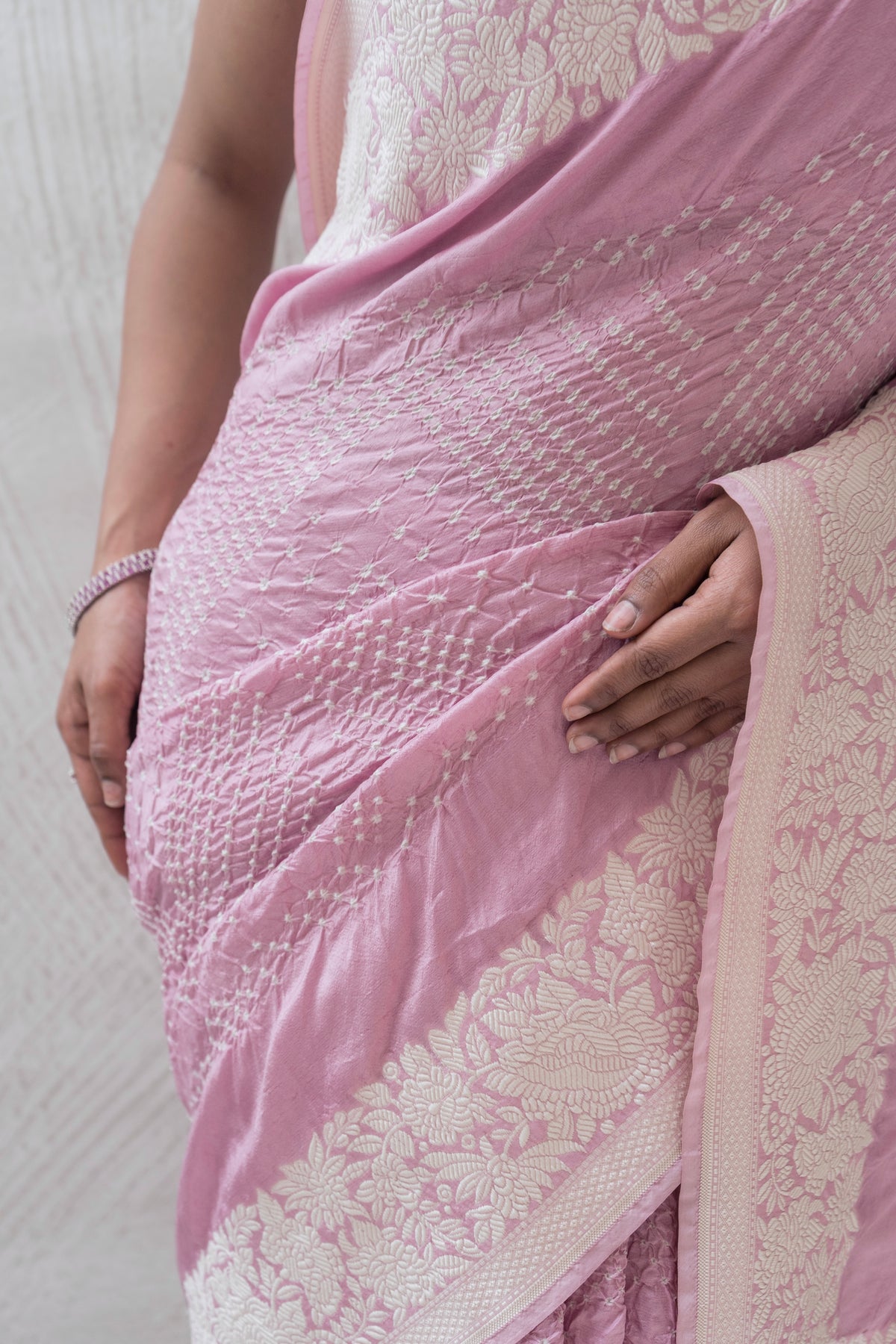Katan Parsi Rai Dana Lilac Bandhej Saree