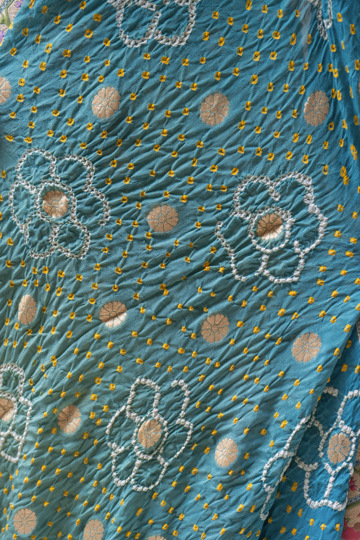 Georgette Boota Ombre Blue Meenakari Bandhej Saree