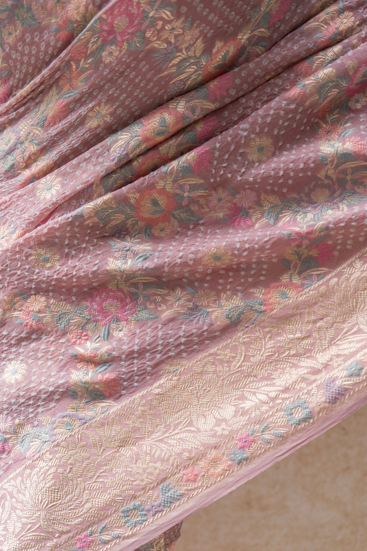 Georgette Parsi Jaal Lilac Bandhej Saree