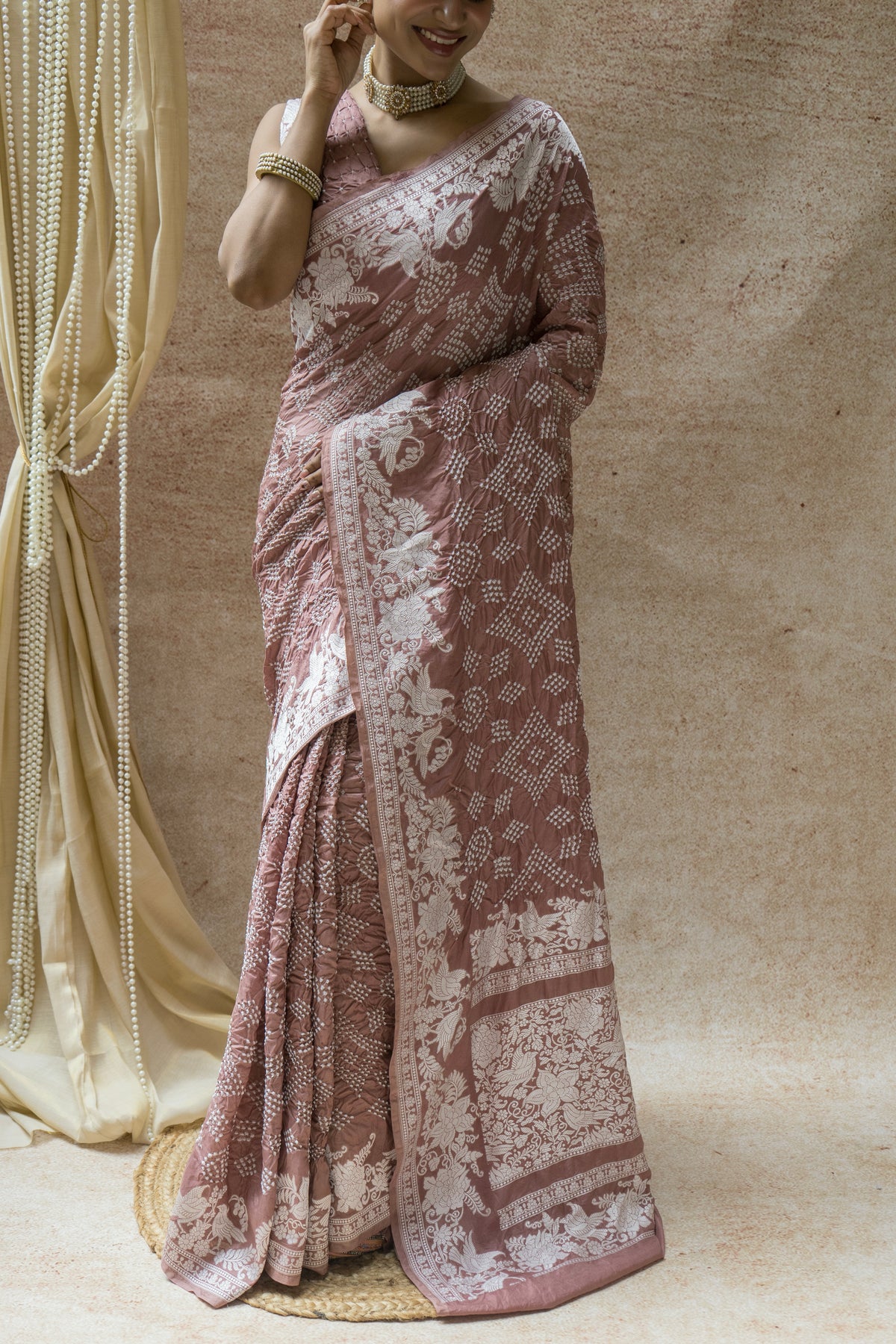 Katan Parsi Rai Dana Brown Bandhej Saree