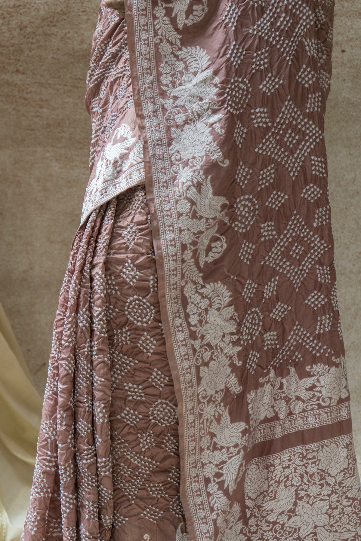 Katan Parsi Rai Dana Brown Bandhej Saree