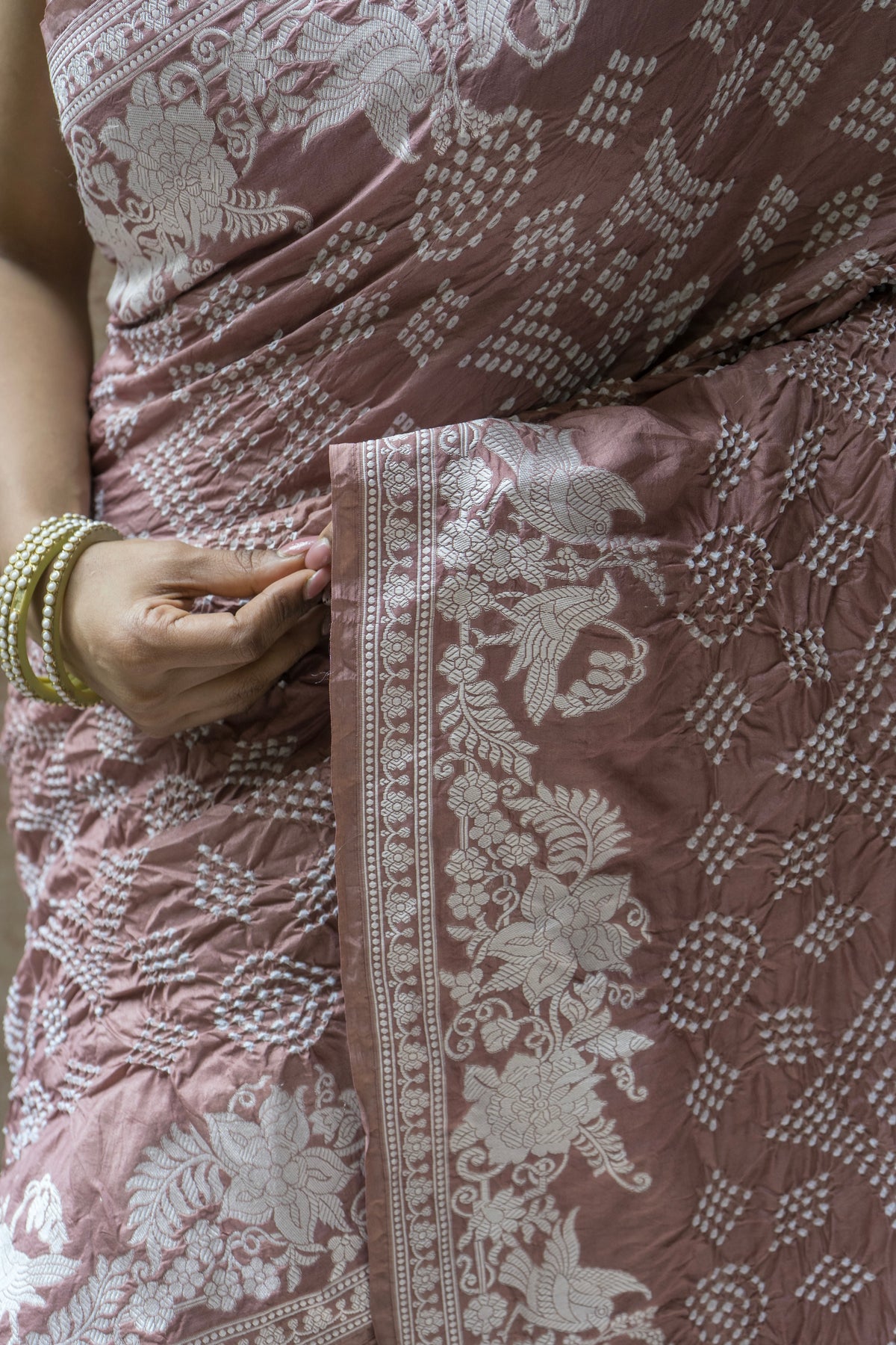 Katan Parsi Rai Dana Brown Bandhej Saree