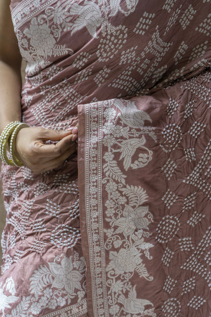 Katan Parsi Rai Dana Brown Bandhej Saree