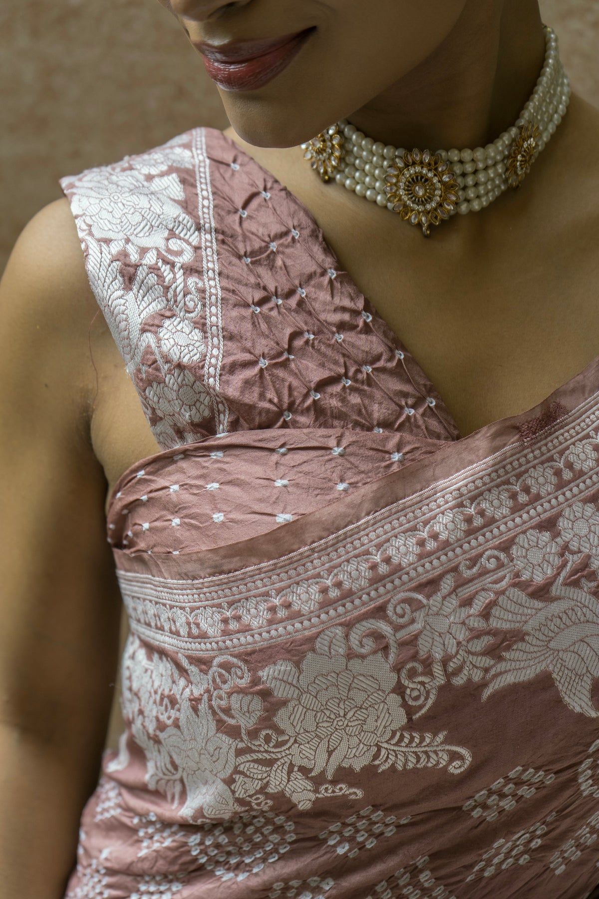Katan Parsi Rai Dana Brown Bandhej Saree