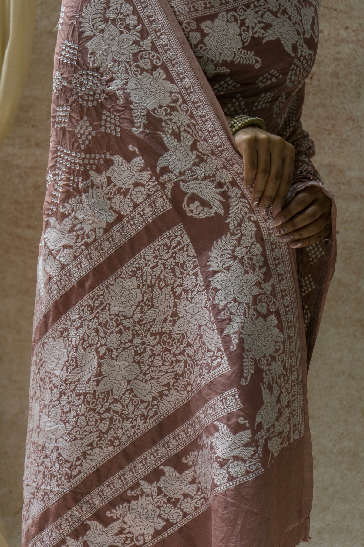 Katan Parsi Rai Dana Brown Bandhej Saree