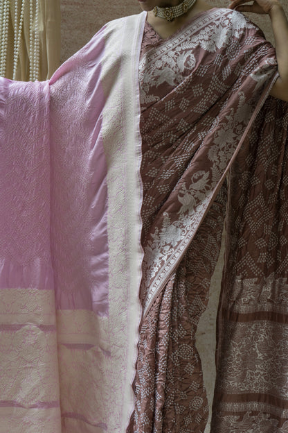 Katan Parsi Rai Dana Brown Bandhej Saree