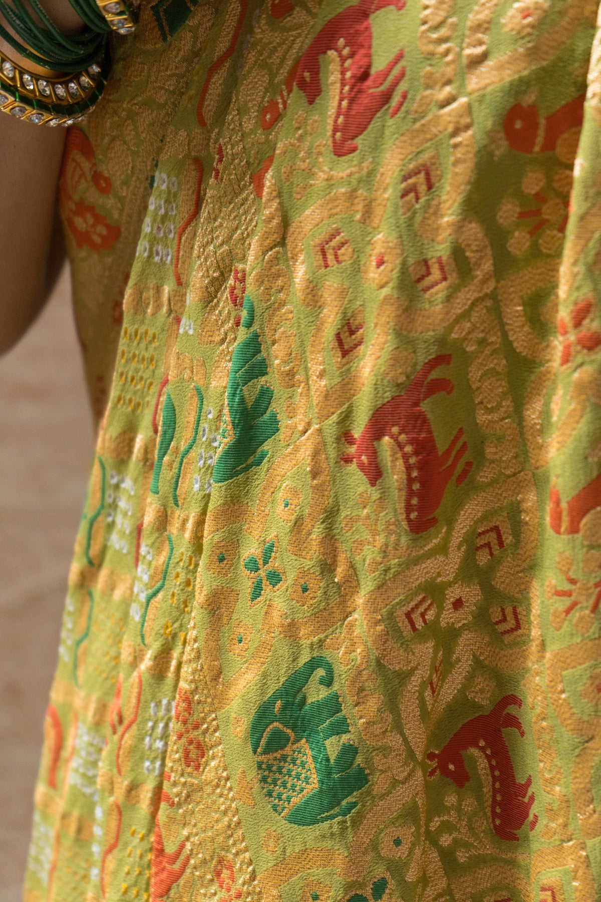 Georgette Figure Weaving Meenakari Bandhej Pastel Green Saree
