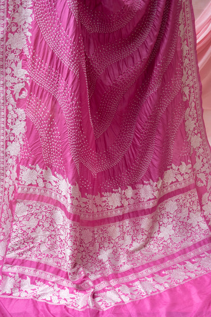 Katan Parsi Rai Dana Pink Bandhej Saree