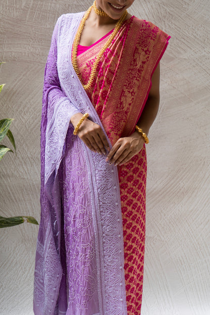Georgette Neemzari Jaal Rani Bandhej Saree