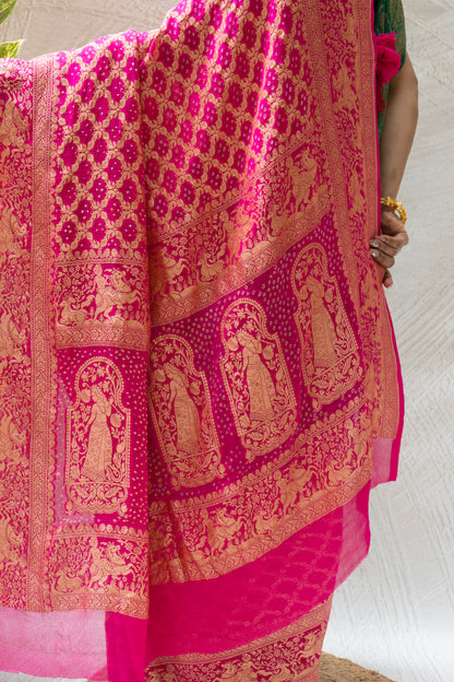 Georgette Neemzari Jaal Rani Bandhej Saree