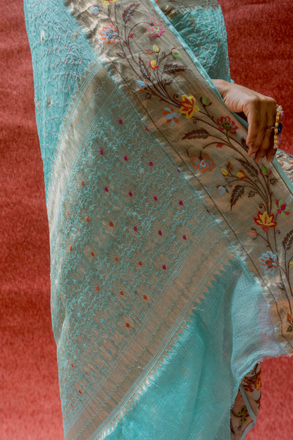 Kota Doria Paithani Meenakari Aasmani Bandhej Saree