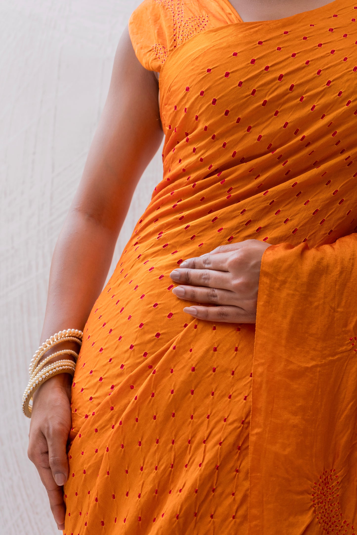 Gajji Rai Dana Orange Bandhej Saree