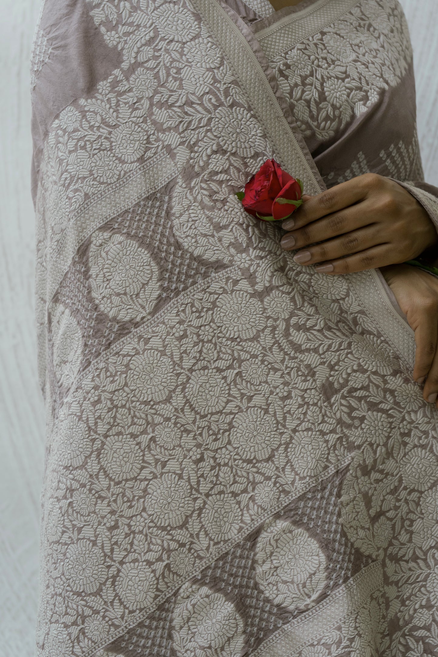 Katan Parsi Rai Dana Grey Bandhej Saree