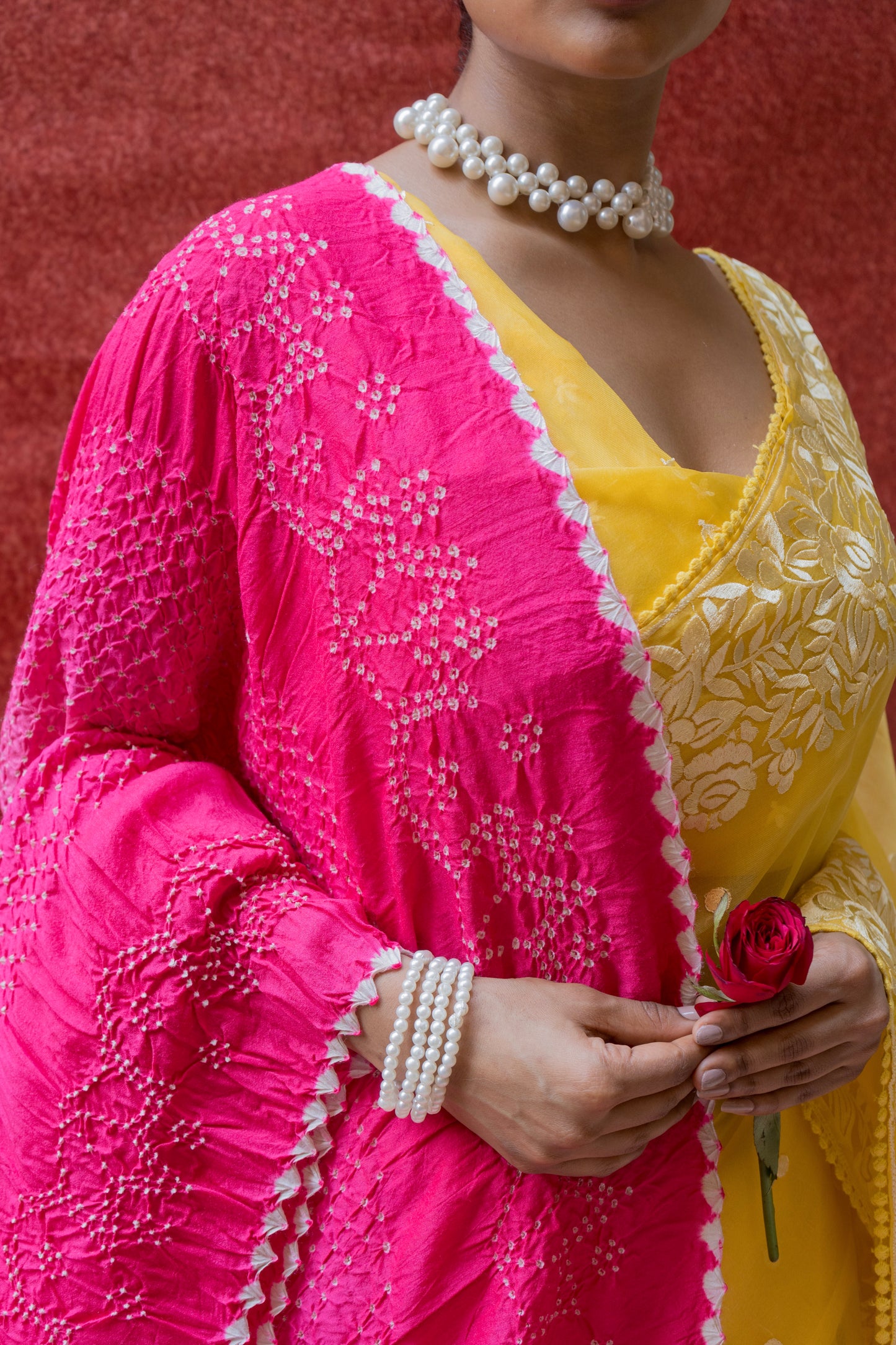 Organza Parsi Yellow Saree