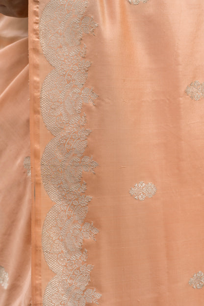 Katan Kadhua Zari Booti Peach Saree