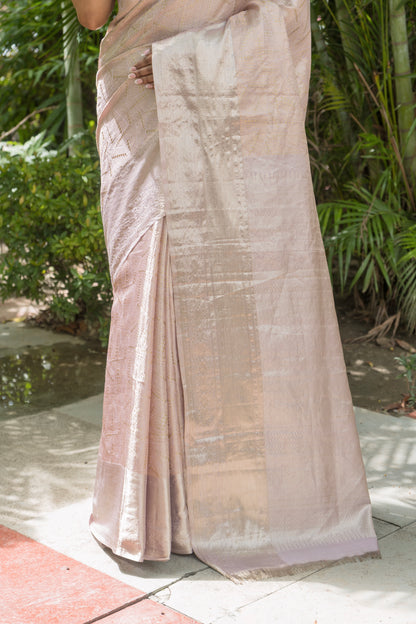 Katan Kanjeevaram Golden Zari Mauve Saree
