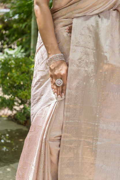 Katan Kanjeevaram Golden Zari Mauve Saree