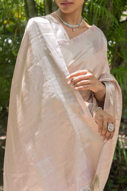 Katan Kanjeevaram Golden Zari Mauve Saree