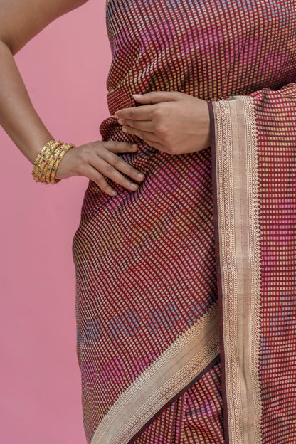 Checks Rangkat Katan Saree