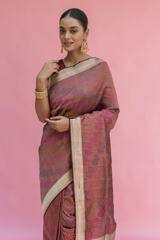 Checks Rangkat Katan Saree