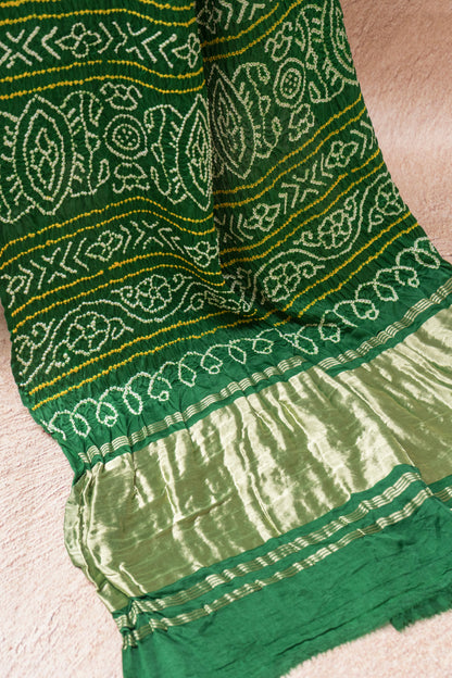 Gajji Rai-Dana Green Bandhej Saree