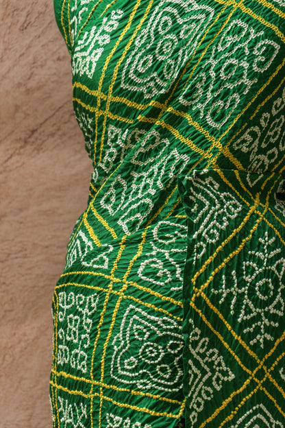 Gajji Rai-Dana Green Bandhej Saree