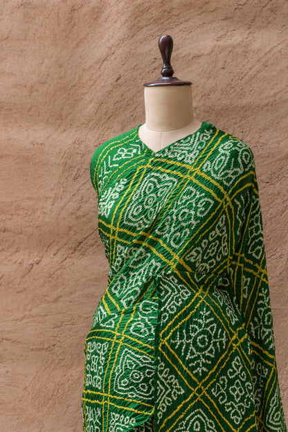 Gajji Rai-Dana Green Bandhej Saree