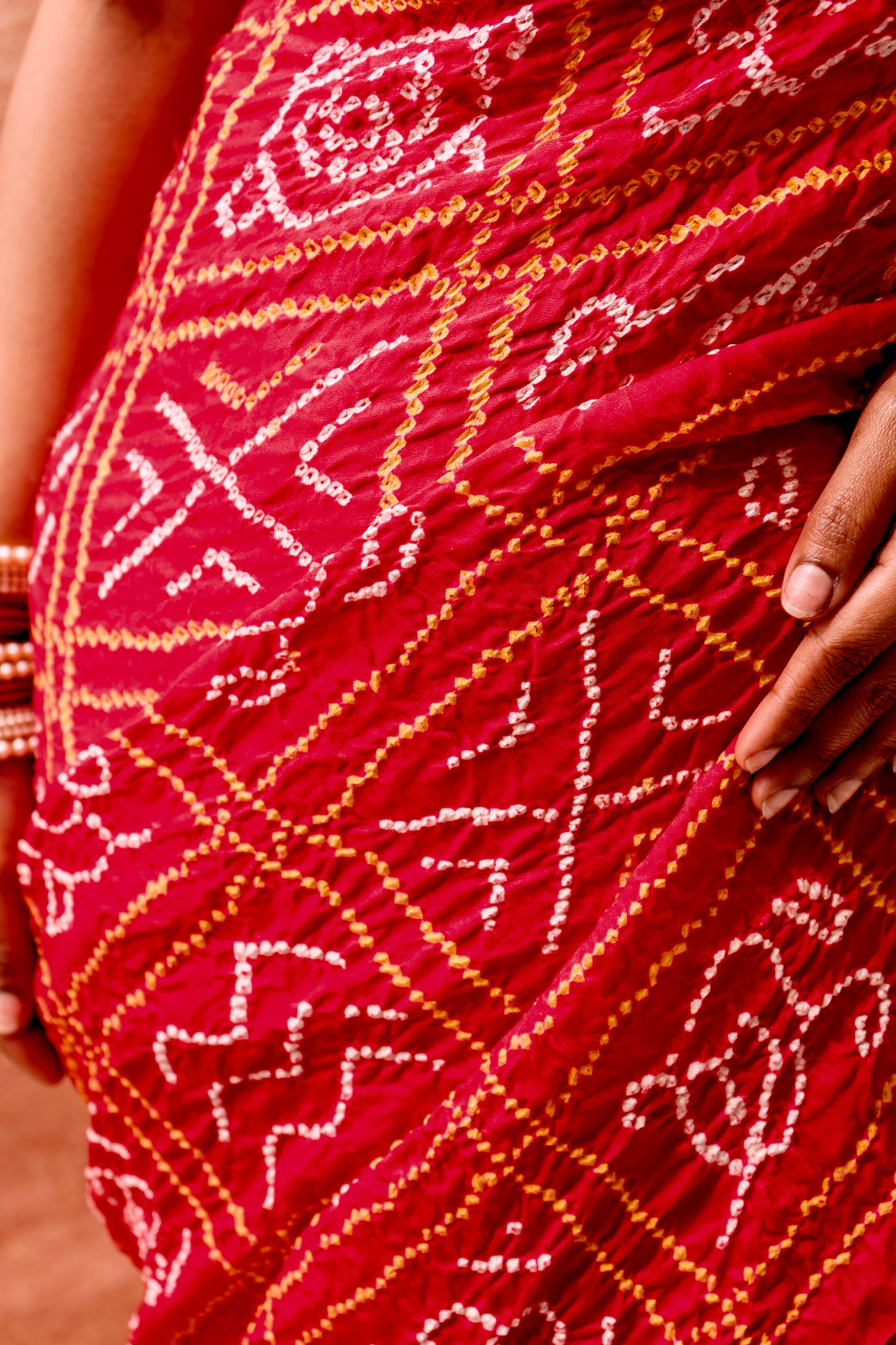 Gajji Gharchola Rai Dana Red Bandhej Saree