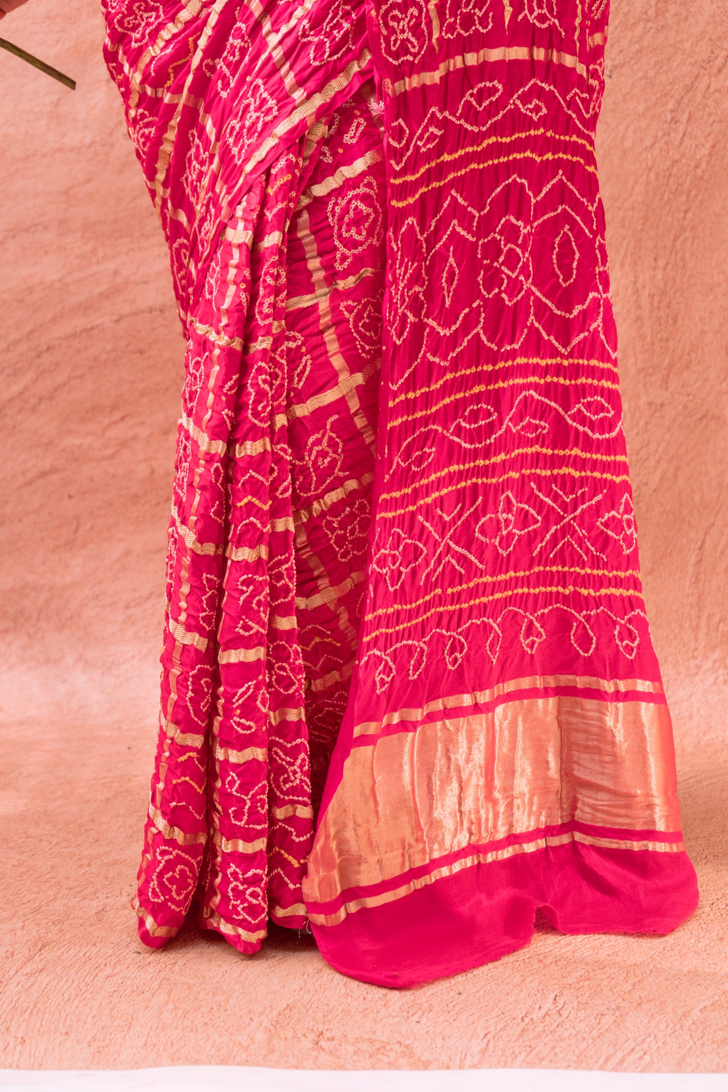 Pink Gajji Gharchola Bandhej Saree