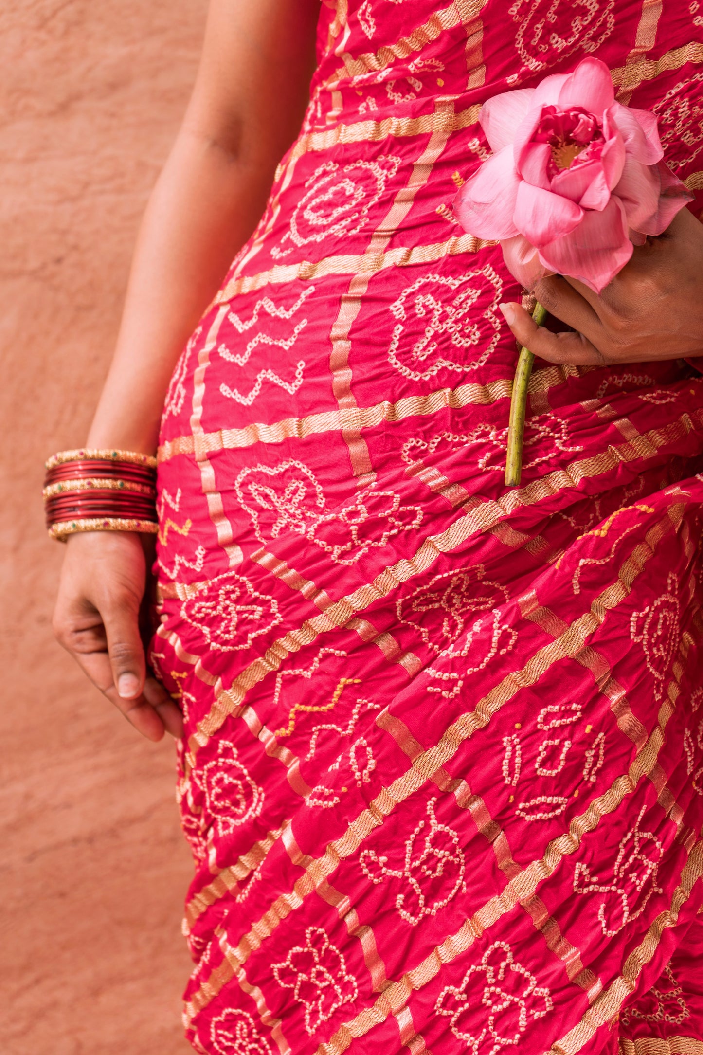 Pink Gajji Gharchola Bandhej Saree