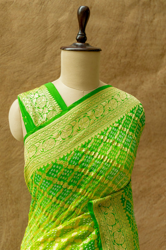 Neemzari Rai Dana Georgette Green Saree